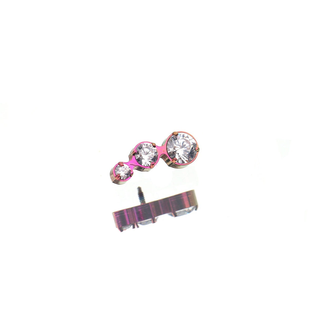 Gradient Triple CZ Circle Titanium Ear Studs - Gradient Triple CZ Circle Titanium Ear Studs - Pink / 6mm by CRUXJEWELRY
