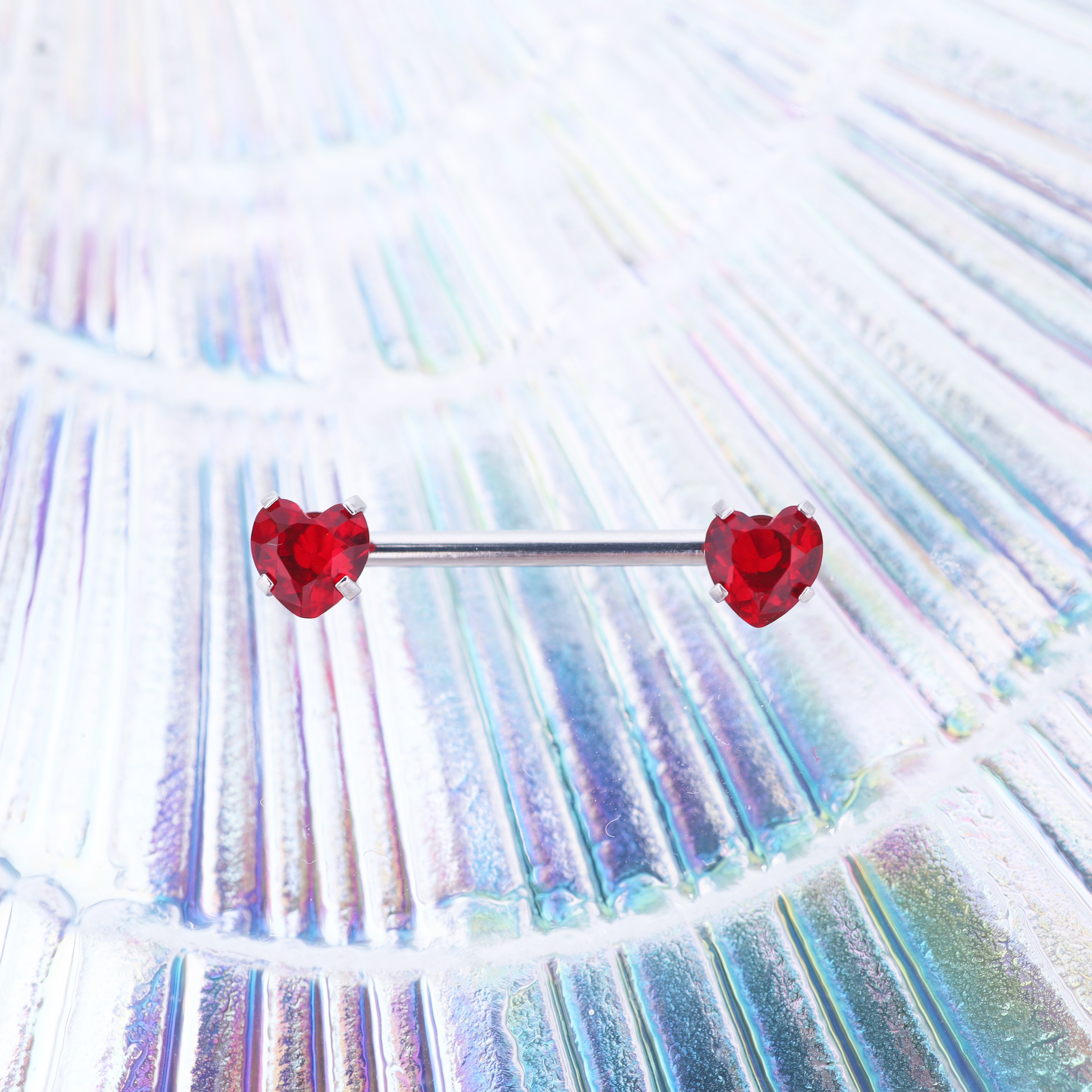 Heart CZ Stainless Steel Nipple Rings - Heart CZ Stainless Steel Nipple Rings - White / Heart by CRUXJEWELRY