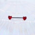 Heart CZ Stainless Steel Nipple Rings - Heart CZ Stainless Steel Nipple Rings - Red / Heart by CRUXJEWELRY