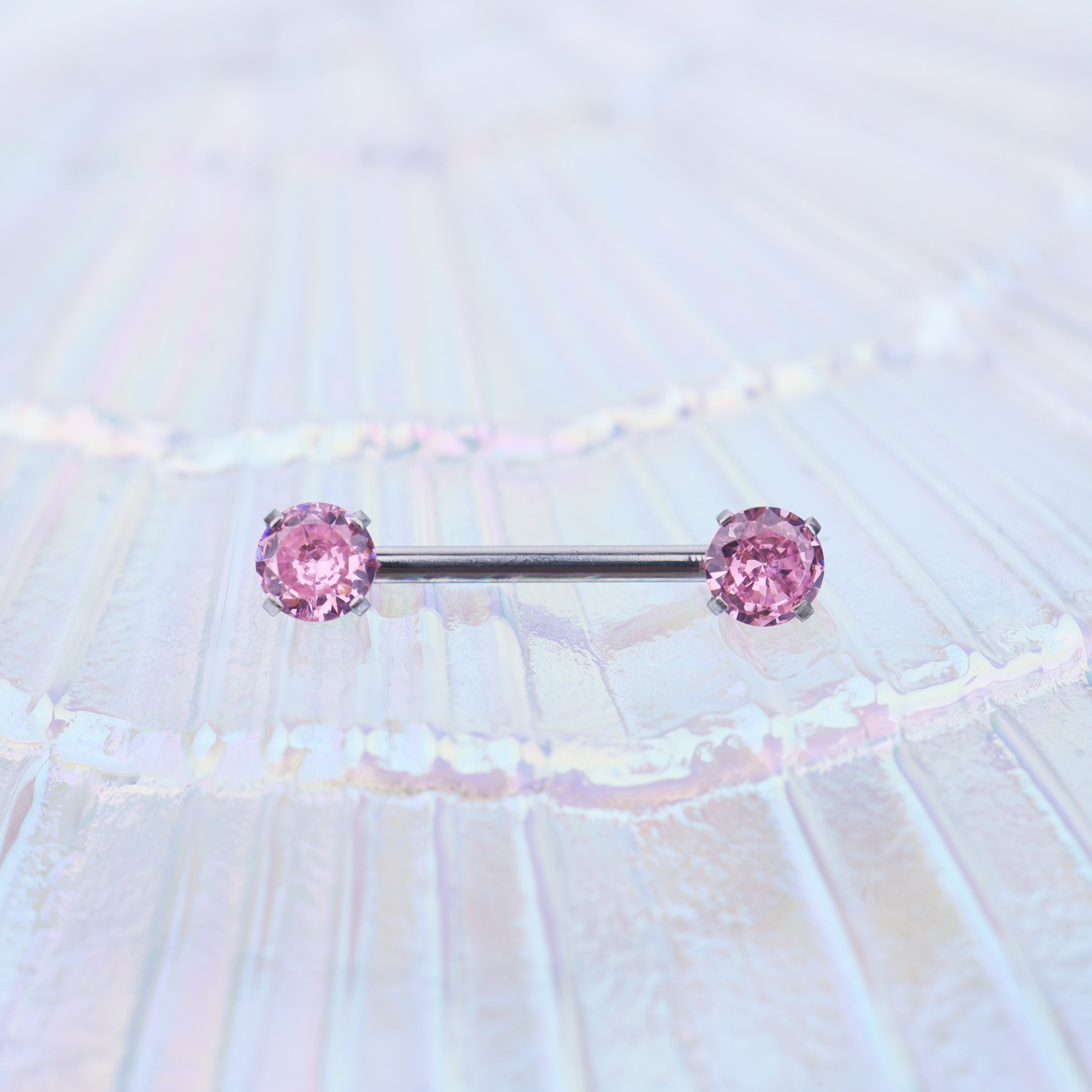 Heart CZ Stainless Steel Nipple Rings - Heart CZ Stainless Steel Nipple Rings - Pink / Heart by CRUXJEWELRY