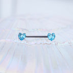 Heart CZ Stainless Steel Nipple Rings - Heart CZ Stainless Steel Nipple Rings - Blue / Heart by CRUXJEWELRY