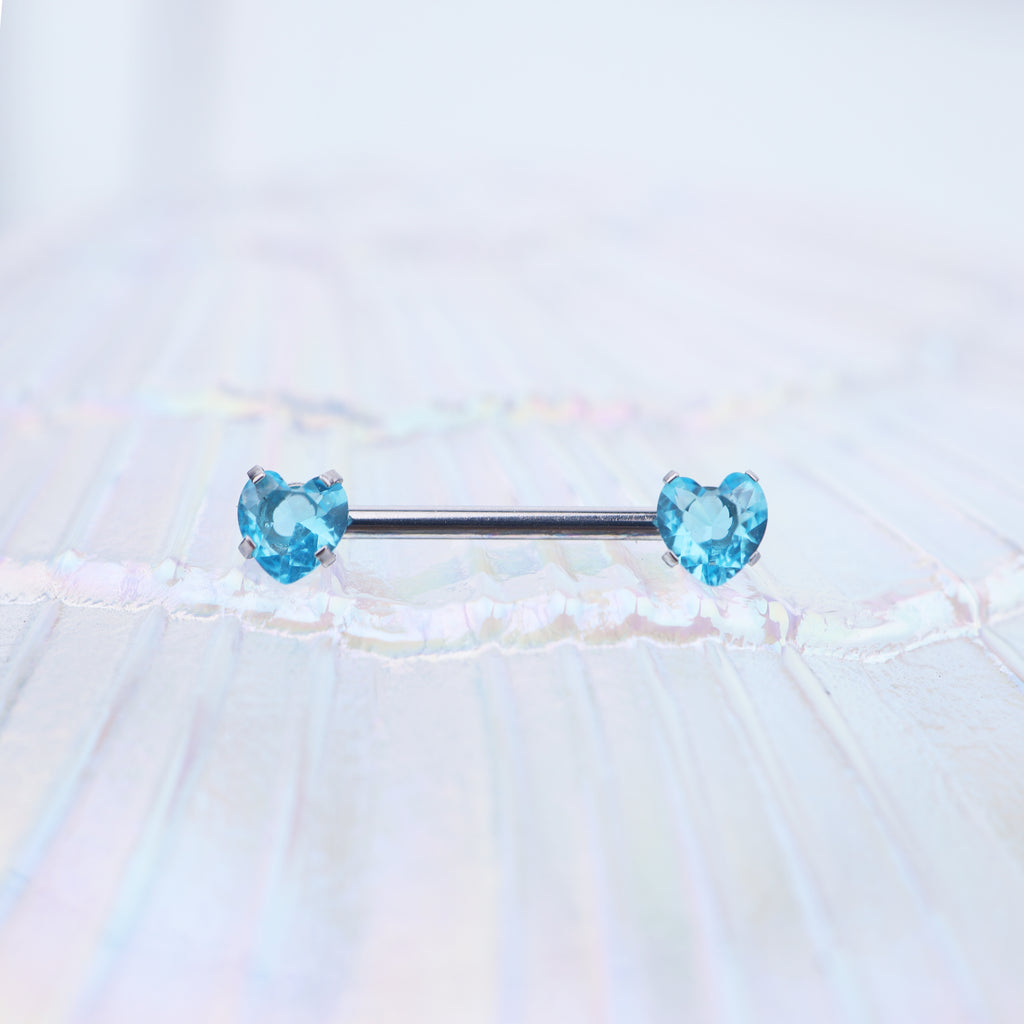 Heart CZ Stainless Steel Nipple Rings - Heart CZ Stainless Steel Nipple Rings - White / Heart by CRUXJEWELRY