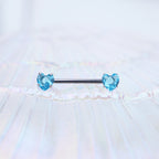 Heart CZ Stainless Steel Nipple Rings - Heart CZ Stainless Steel Nipple Rings - White / Heart by CRUXJEWELRY