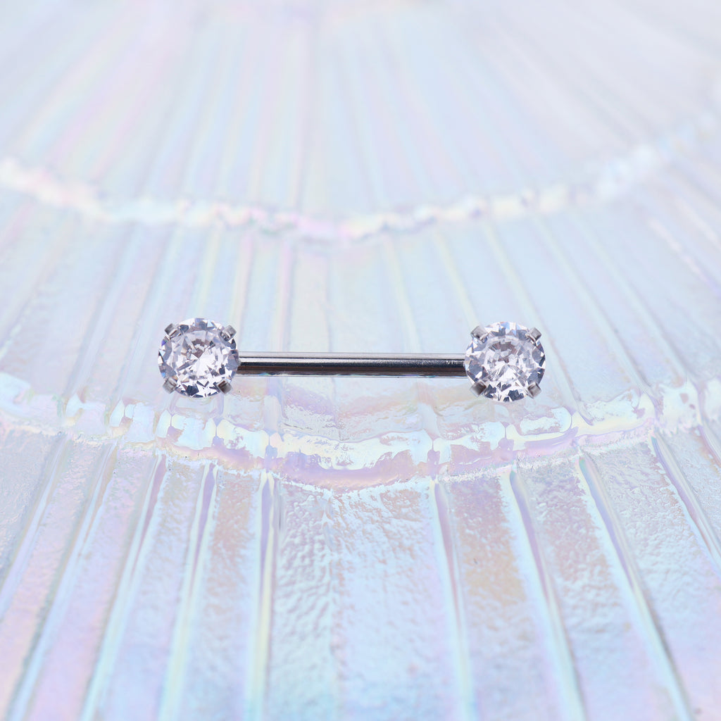 Heart CZ Stainless Steel Nipple Rings - Heart CZ Stainless Steel Nipple Rings - White / Heart by CRUXJEWELRY