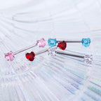 Heart CZ Stainless Steel Nipple Rings - Heart CZ Stainless Steel Nipple Rings - White / Heart by CRUXJEWELRY