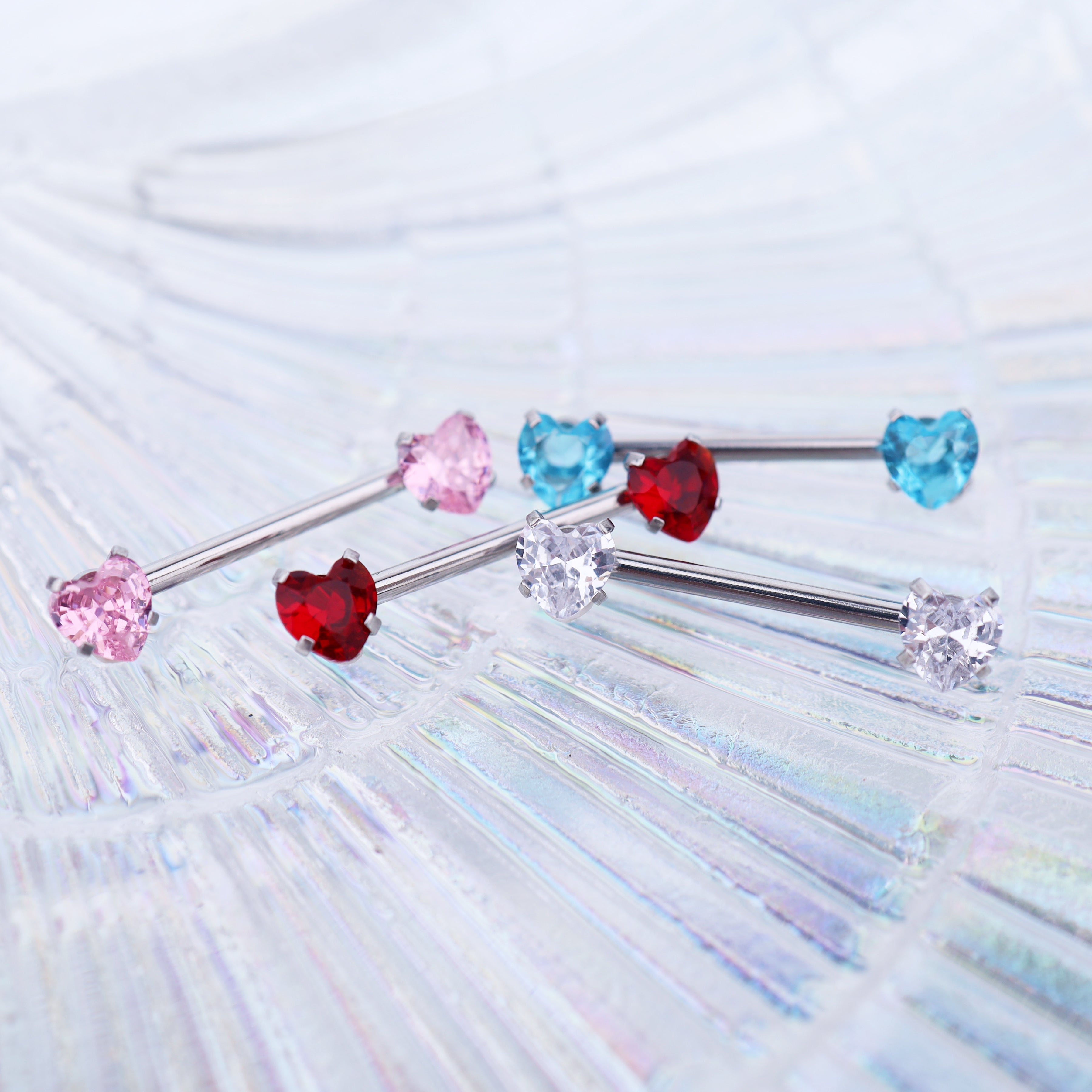 Heart CZ Stainless Steel Nipple Rings - Heart CZ Stainless Steel Nipple Rings - White / Heart by CRUXJEWELRY