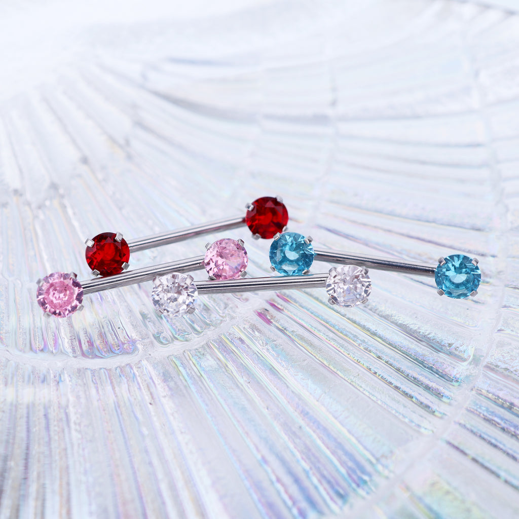 Heart CZ Stainless Steel Nipple Rings - Heart CZ Stainless Steel Nipple Rings - White / Heart by CRUXJEWELRY