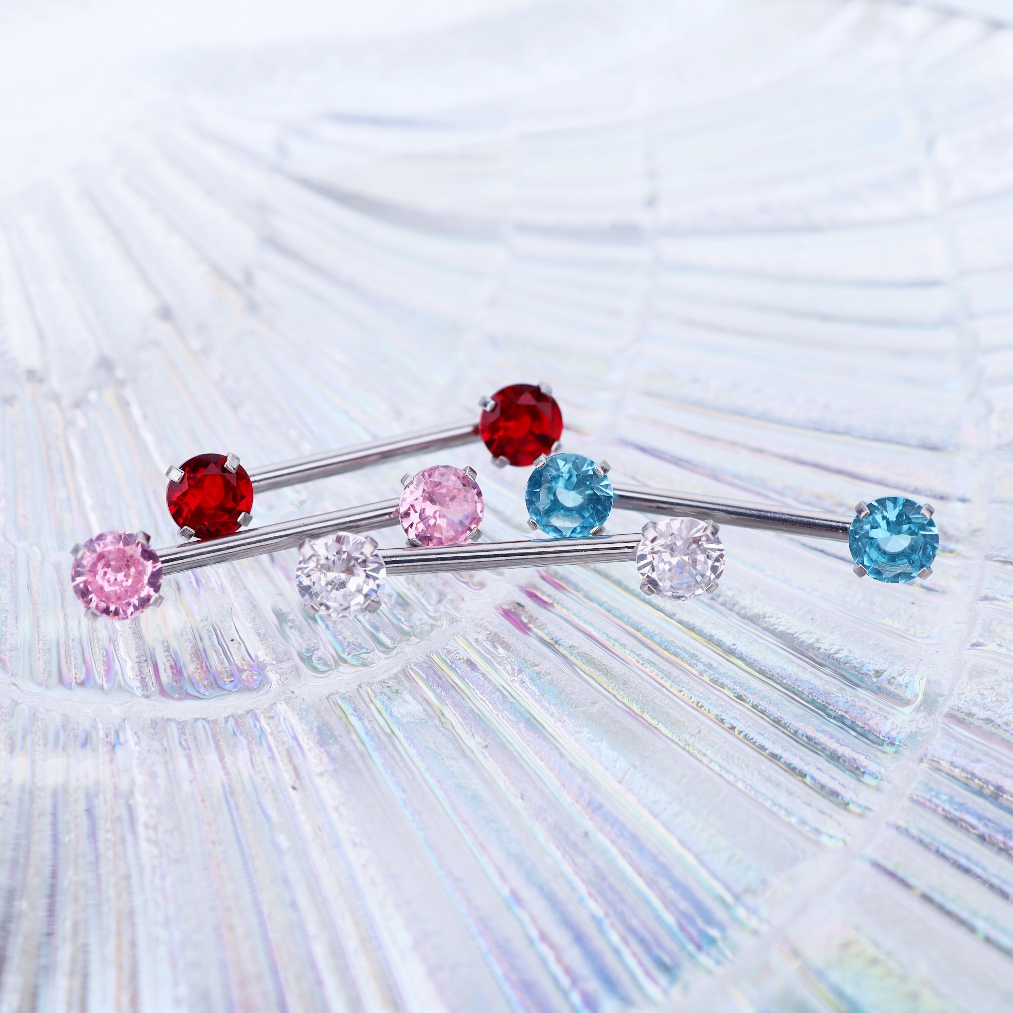 Heart CZ Stainless Steel Nipple Rings - Heart CZ Stainless Steel Nipple Rings - White / Heart by CRUXJEWELRY