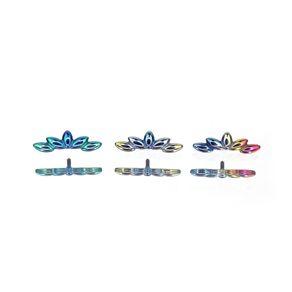 Petal & Leaf Internally Threaded Titanium Ear Studs - Petal & Leaf Internally Threaded Titanium Ear Studs - Blue-Yellow Gradient / 6mm by CRUXJEWELRY