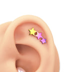 Three-Star Threadless Titanium Nose Stud - Three-Star Threadless Titanium Nose Stud - Blue / 6mm by CRUXJEWELRY