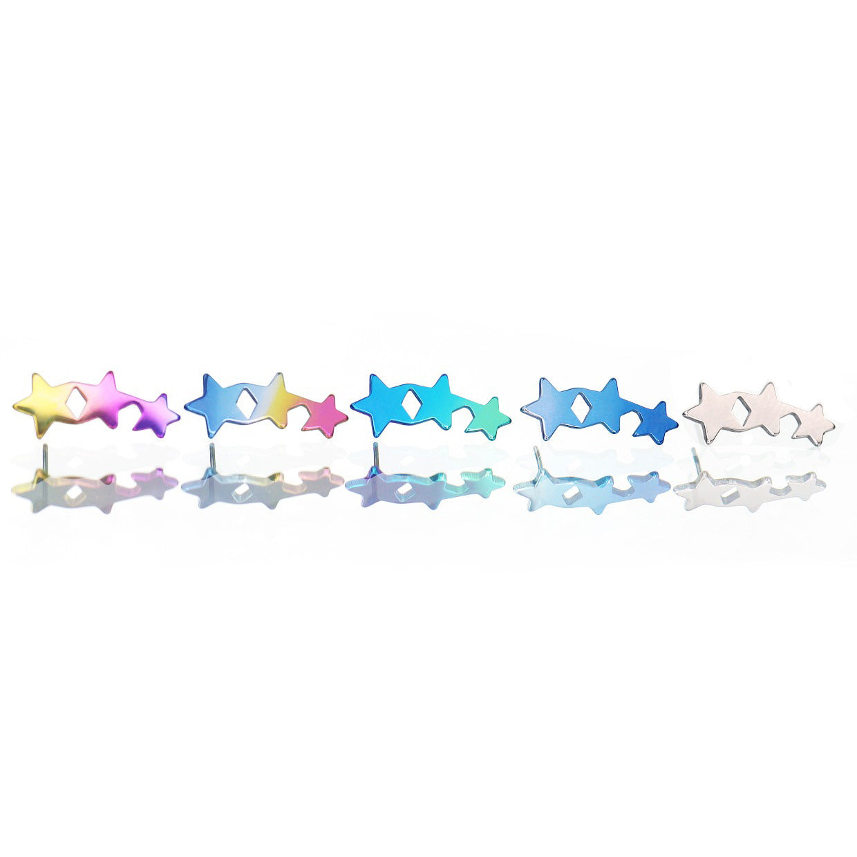 Three-Star Threadless Titanium Nose Stud - Three-Star Threadless Titanium Nose Stud - Blue / 6mm by CRUXJEWELRY