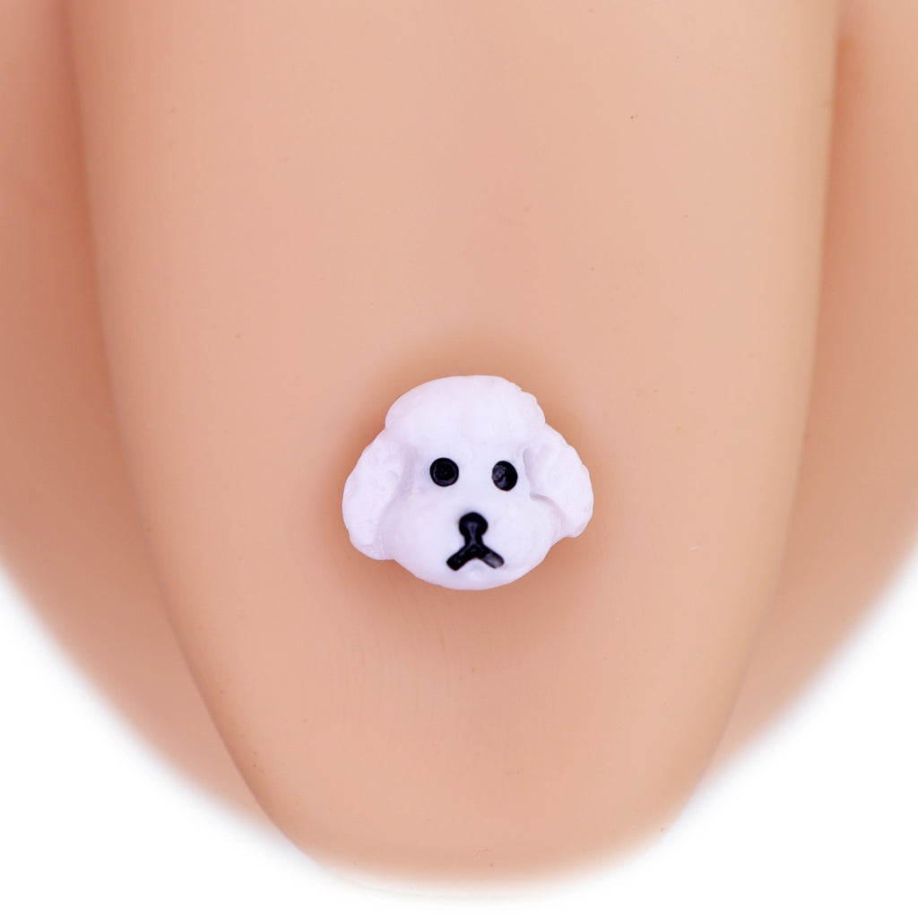 Paws & Purrs - Cute Puppy Face Resin Tongue Stud - Paws & Purrs - Cute Puppy Face Resin Tongue Stud - 1.2mm/16G / 12mm by CRUXJEWELRY