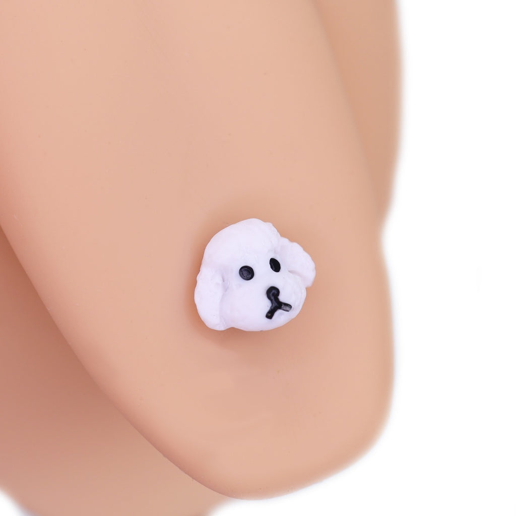 Paws & Purrs - Cute Puppy Face Resin Tongue Stud - Paws & Purrs - Cute Puppy Face Resin Tongue Stud - 1.2mm/16G / 12mm by CRUXJEWELRY