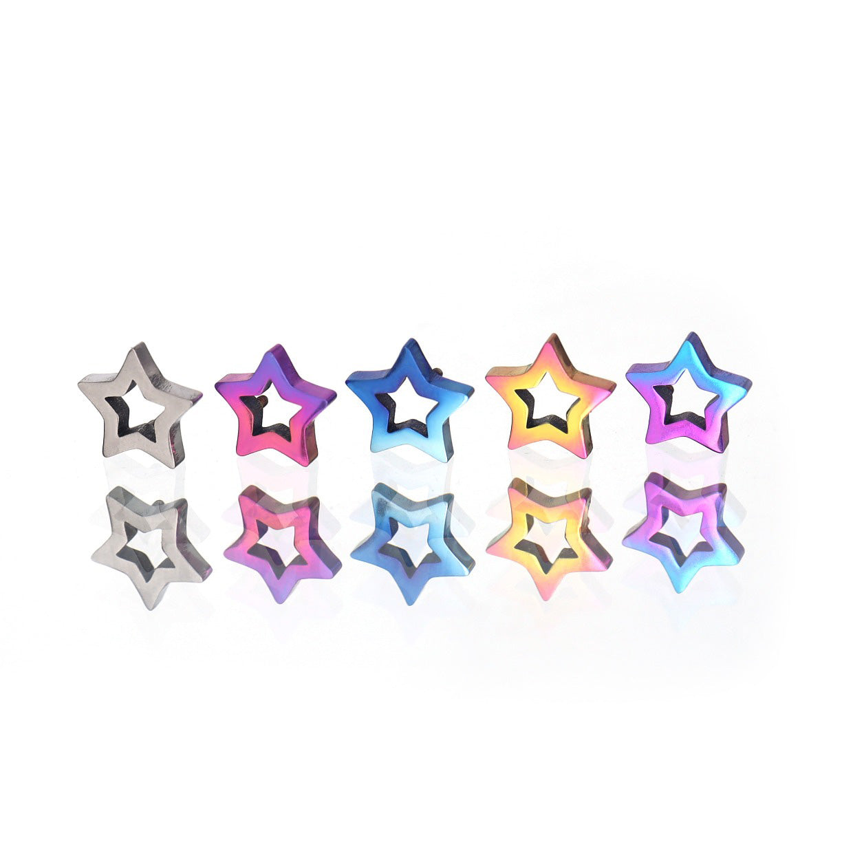 Y2K Chunky Dopamine Thick Cut Pentagram Colorful Star Studs - Y2K Chunky Dopamine Thick Cut Pentagram Colorful Star Studs - Pink-Yellow Gradient / 6mm by CRUXJEWELRY