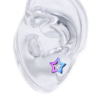 Y2K Chunky Dopamine Thick Cut Pentagram Colorful Star Studs - Pink-Yellow Gradient