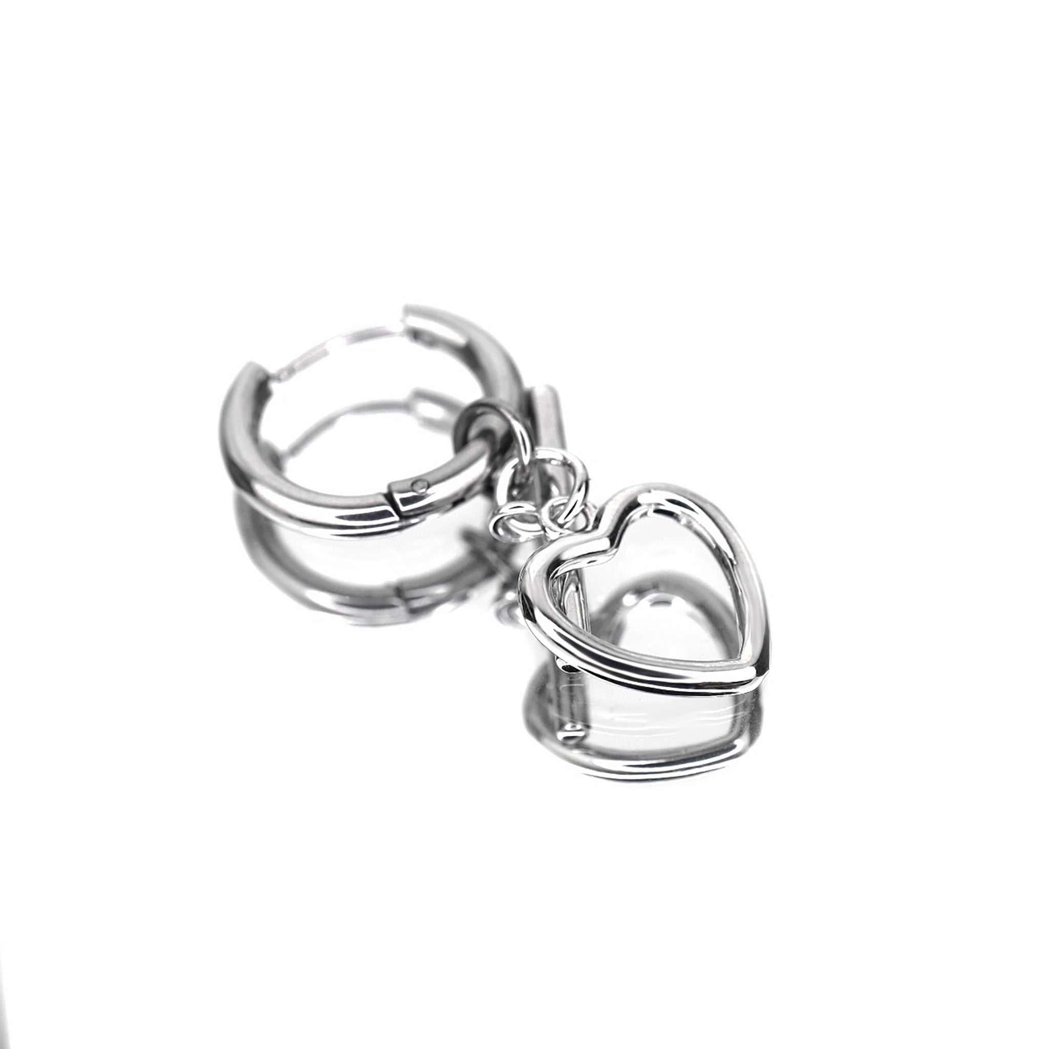 Minimalist Heart Pendant Stainless Steel Earrings - Minimalist Heart Pendant Stainless Steel Earrings - Single by CRUXJEWELRY