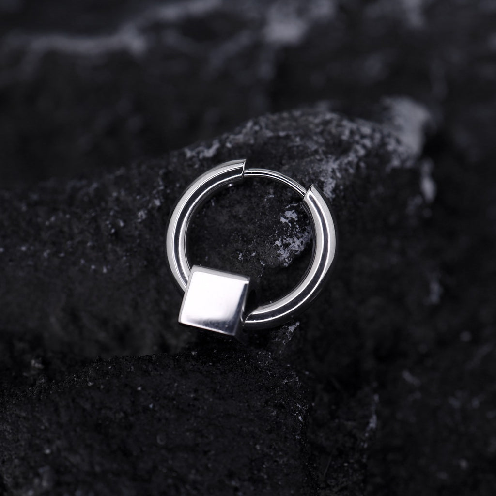 Inset Pendant Stainless Steel Earrings - Inset Pendant Stainless Steel Earrings - Square by CRUXJEWELRY