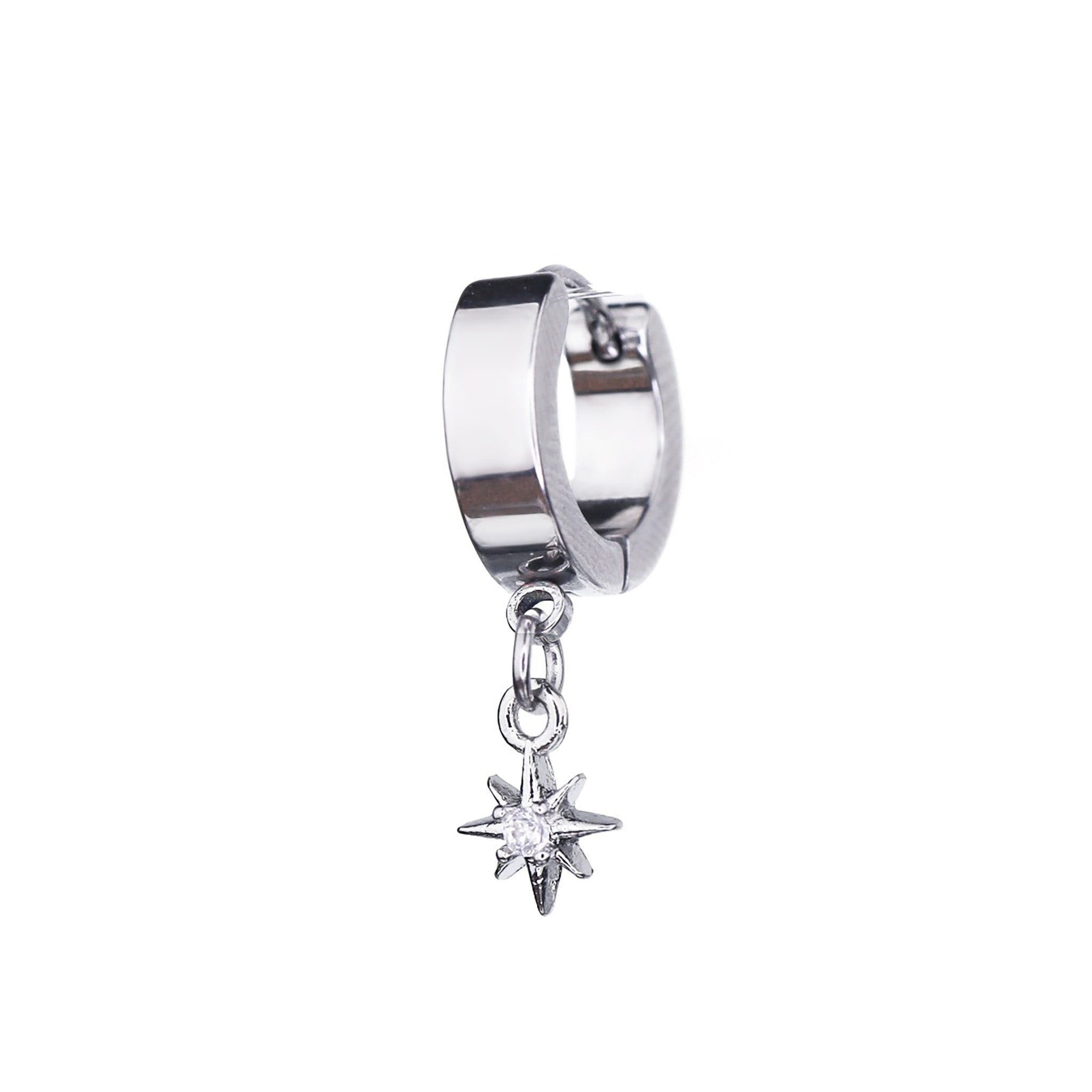 Octagram CZ Stainless Steel Earring - Octagram CZ Stainless Steel Earring - Single by CRUXJEWELRY
