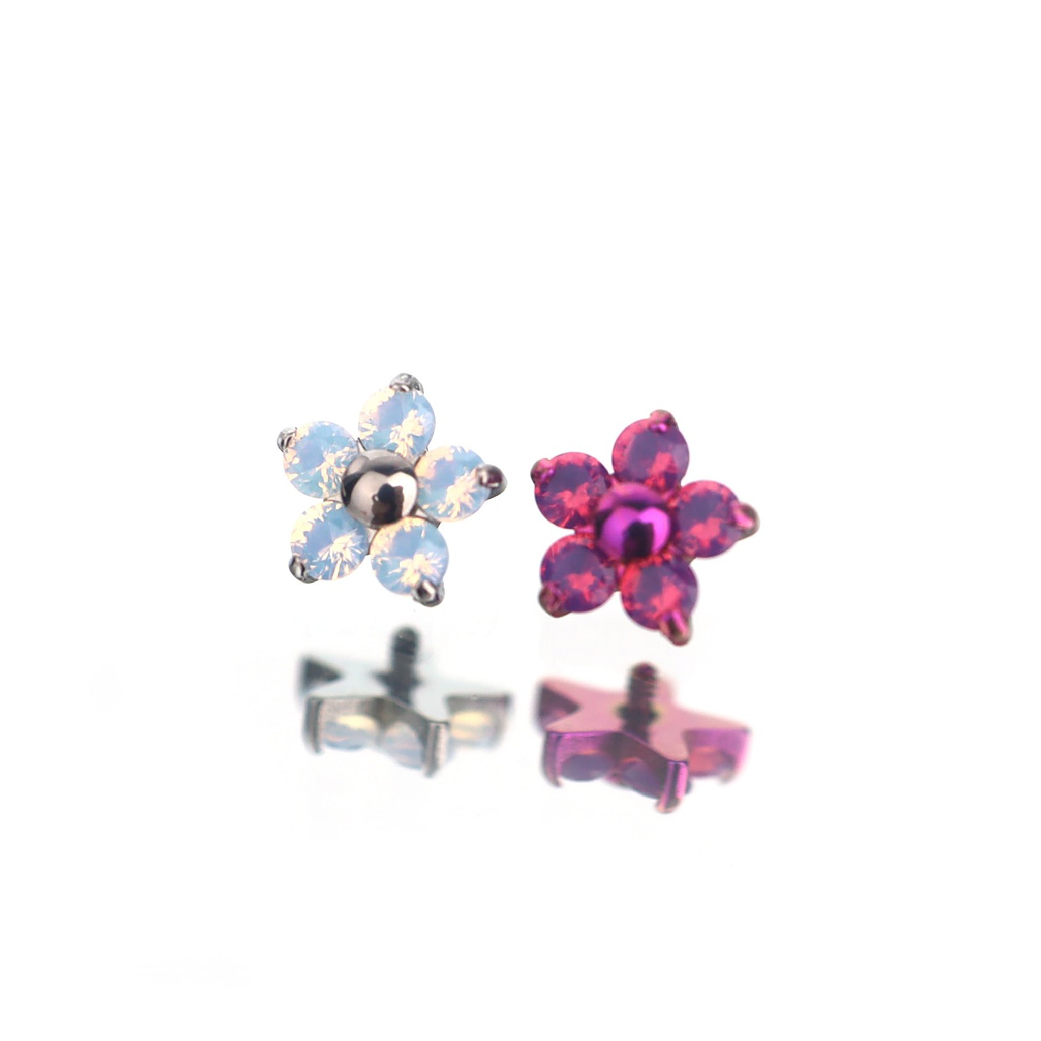 Opal Cherry Blossom Titanium Ear Studs - Opal Cherry Blossom Titanium Ear Studs - White / 6mm by CRUXJEWELRY