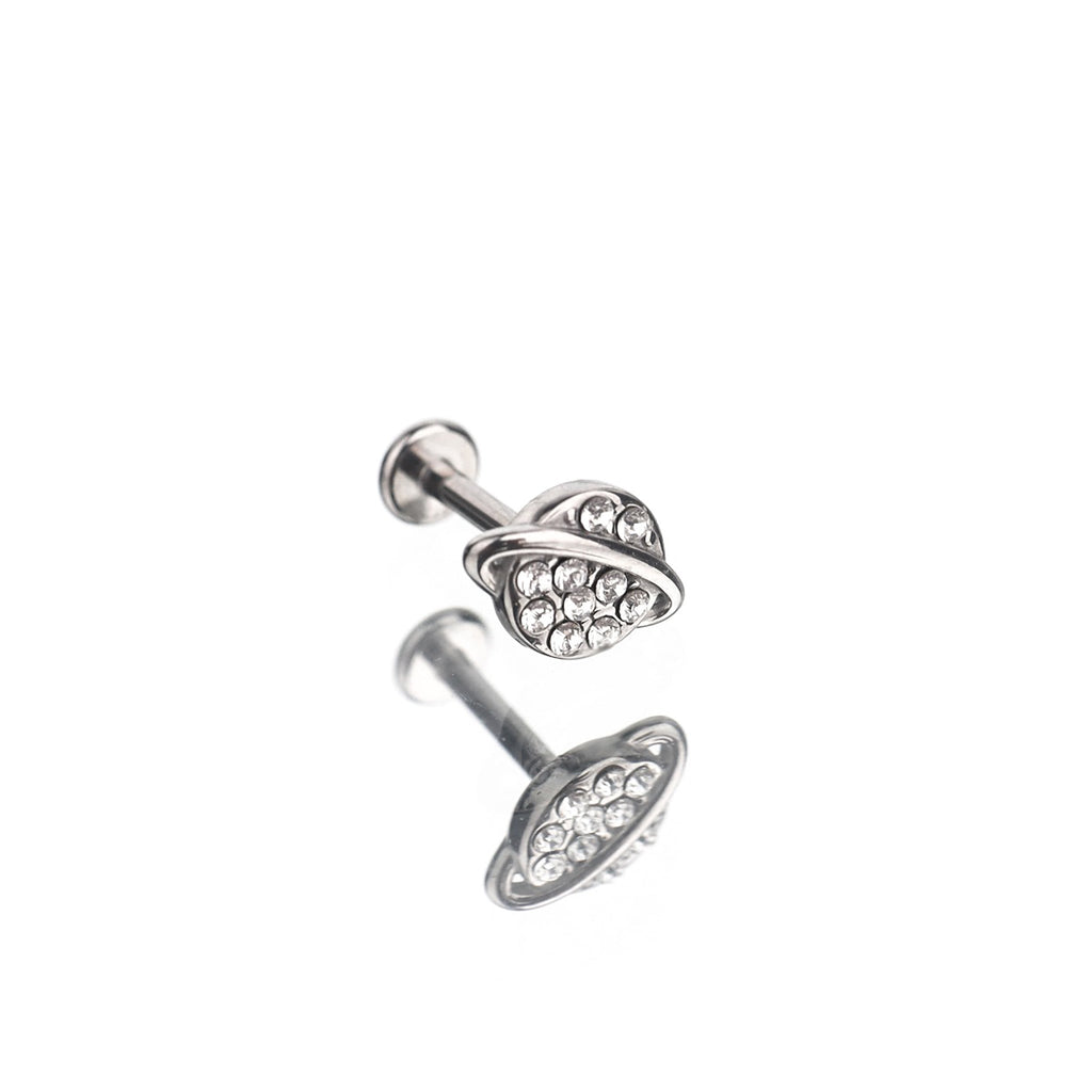 Saturn Ring Internally Threaded Stainless Steel Ear Studs - Saturn Ring Internally Threaded Stainless Steel Ear Studs - 6mm by CRUXJEWELRY