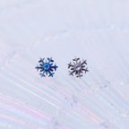 Snowflake Internally Threaded Titanium Ear Studs - Snowflake Internally Threaded Titanium Ear Studs - Blue / 6mm by CRUXJEWELRY