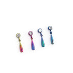 Rainbow Teardrop pendant CZ Dangle Titanium Ear Studs - Rainbow Teardrop pendant CZ Dangle Titanium Ear Studs - Pink-Yellow Gradient / 6mm by CRUXJEWELRY