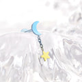 Moon & Star Dangle Titanium Ear Studs - Moon & Star Dangle Titanium Ear Studs - Blue-Yellow Gradient / 6mm by CRUXJEWELRY