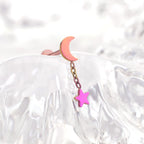 Moon & Star Dangle Titanium Ear Studs - Moon & Star Dangle Titanium Ear Studs - Pink-Yellow Gradient / 6mm by CRUXJEWELRY