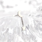 Moon & Star Dangle Titanium Ear Studs - Moon & Star Dangle Titanium Ear Studs - Moonlight White / 6mm by CRUXJEWELRY