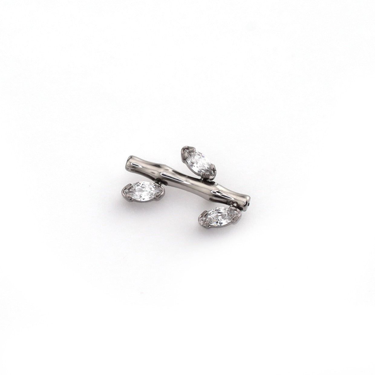 CZ Bamboo Segment Internally Threaded Titanium Studs - CZ Bamboo Segment Internally Threaded Titanium Studs - Sliver / 6mm by CRUXJEWELRY