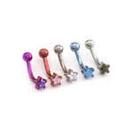 Rainbow Pentagram CZ Internally Threaded Titanium Eyebrow Stud - Rainbow Pentagram CZ Internally Threaded Titanium Eyebrow Stud - Blue / 4mm / 6mm by CRUXJEWELRY