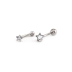 Rainbow Pentagram CZ Internally Threaded Titanium Eyebrow Stud - Rainbow Pentagram CZ Internally Threaded Titanium Eyebrow Stud - Blue / 4mm / 6mm by CRUXJEWELRY