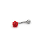 Colorful Rose Internally Threaded Stainless Steel Eyebrow Studs - Colorful Rose Internally Threaded Stainless Steel Eyebrow Studs - Red / 8mm by CRUXJEWELRY