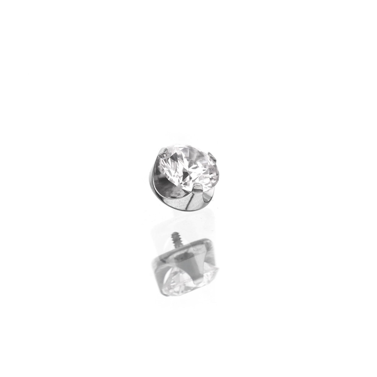 Wave Bezel-Set CZ Titanium Ear Studs - Wave Bezel-Set CZ Titanium Ear Studs - Pink / 4mm / 6mm by CRUXJEWELRY