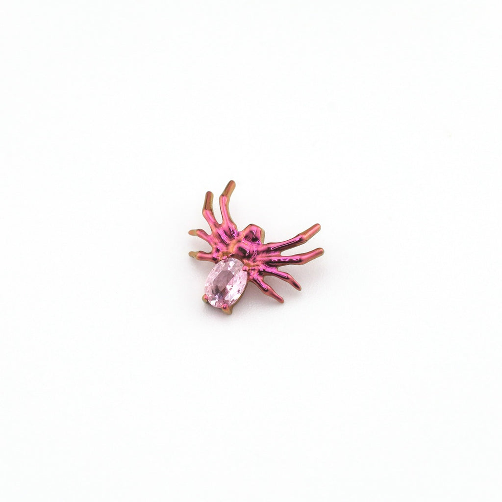 Crystal Spider Titanium Ear Studs - Crystal Spider Titanium Ear Studs - Gold / 6mm by CRUXJEWELRY