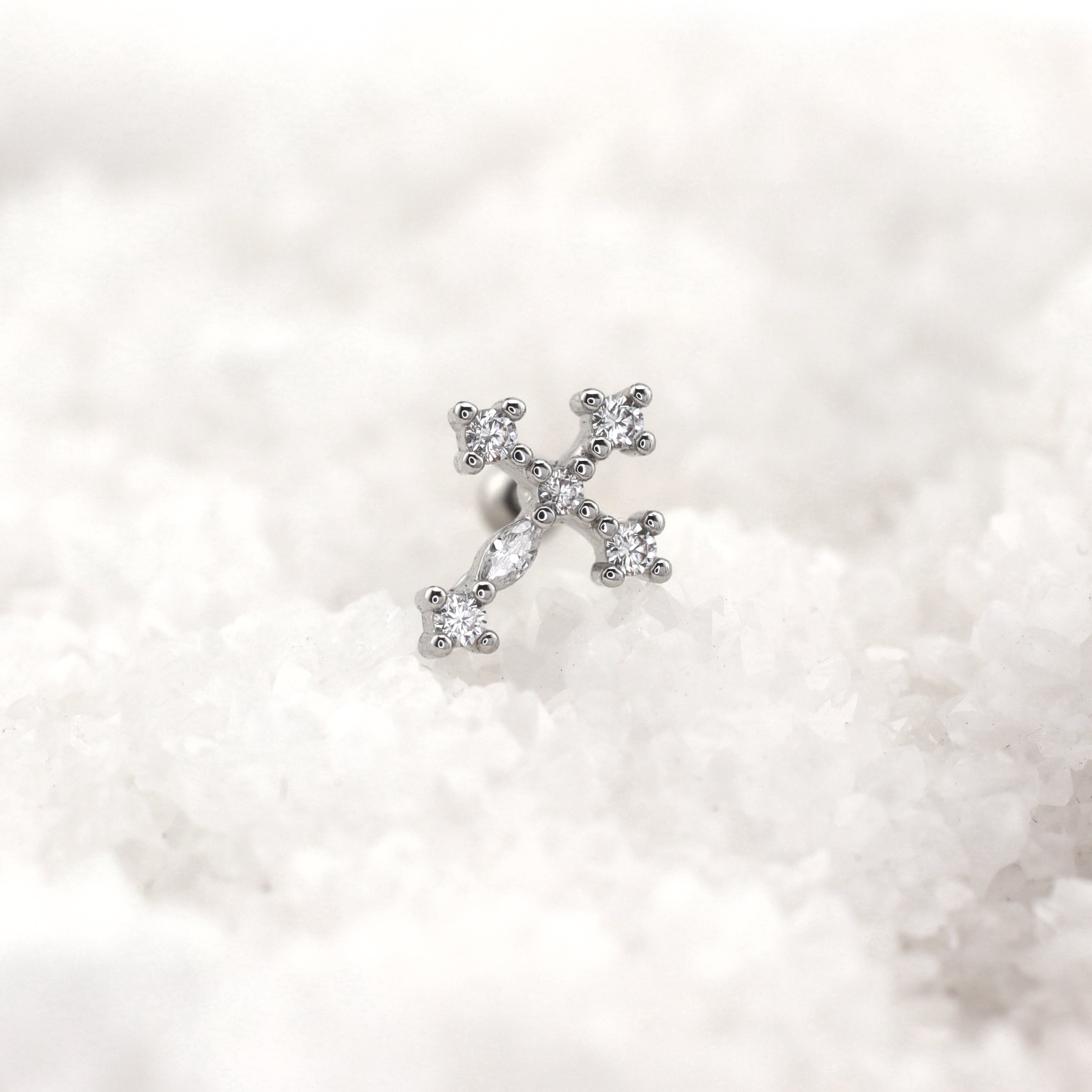 Crystal Cross Stainless Steel Ear Studs - Crystal Cross Stainless Steel Ear Studs - 0.8mm/20G by CRUXJEWELRY