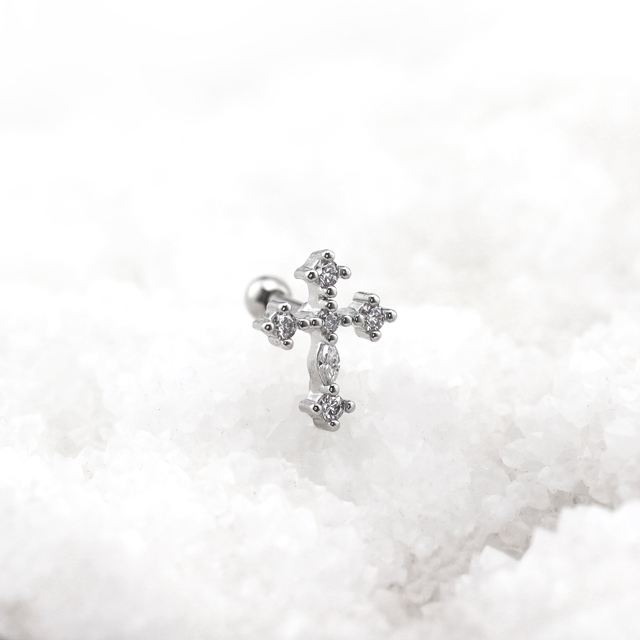 Crystal Cross Stainless Steel Ear Studs - Crystal Cross Stainless Steel Ear Studs - 0.8mm/20G by CRUXJEWELRY