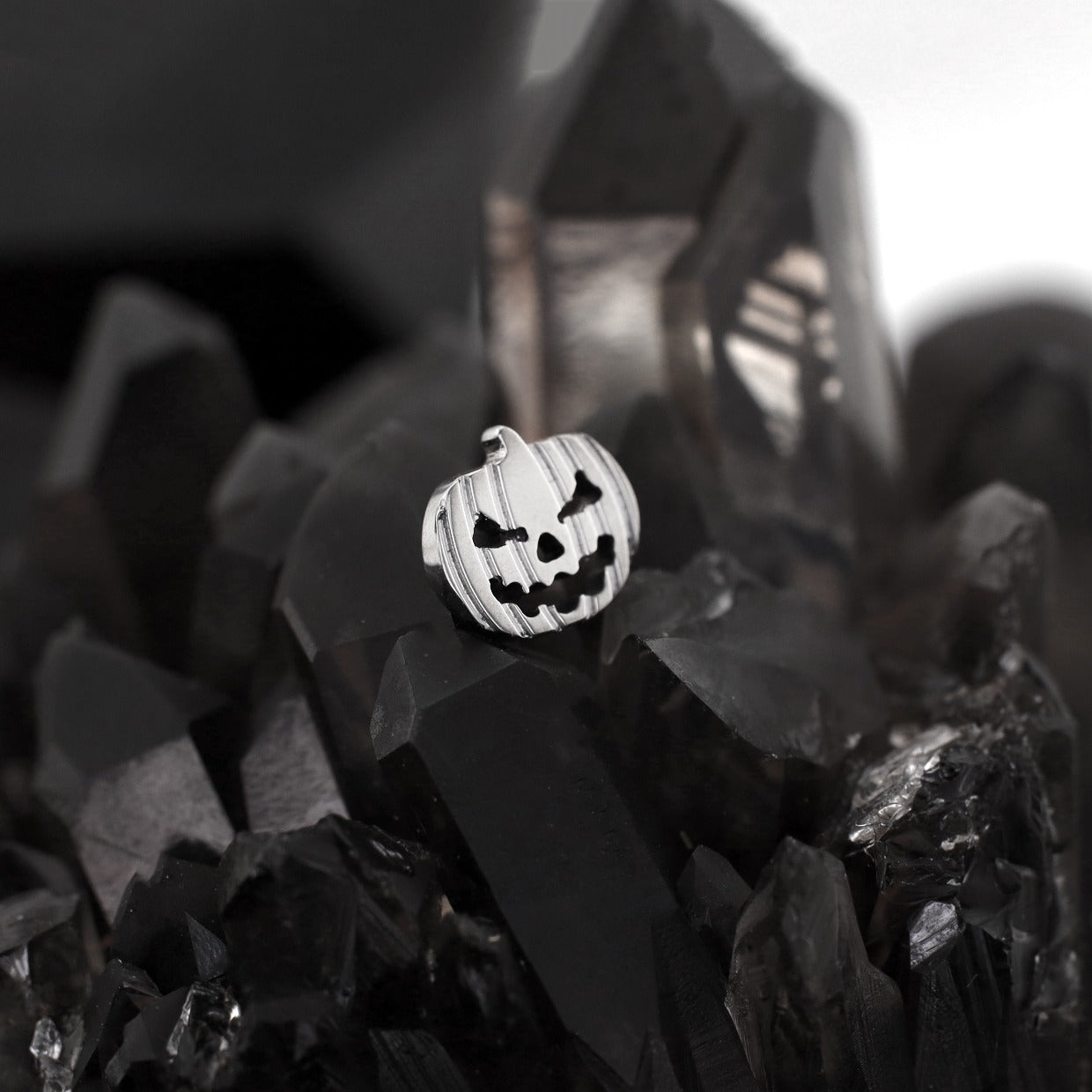 Hallowmas - Engraved Pumpkin Head Titanium Ear Studs - Hallowmas - Engraved Pumpkin Head Titanium Ear Studs - Yellow / 6mm by CRUXJEWELRY