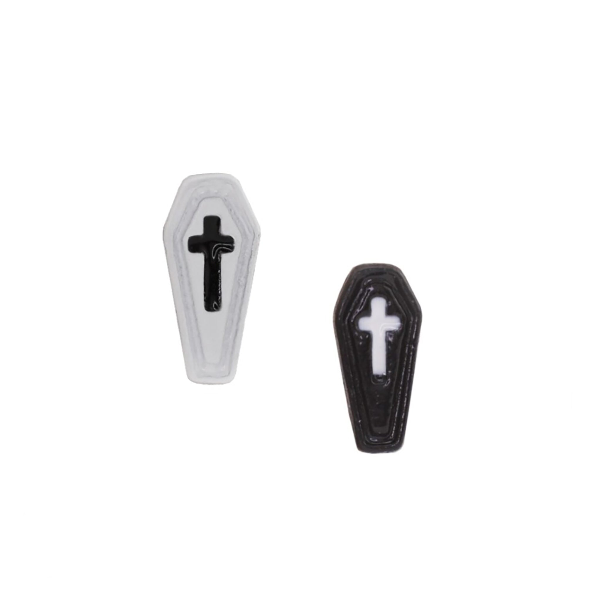 Hallowmas - Gothic Resin Cross Coffin Stainless Steel Ear Studs - Hallowmas - Gothic Resin Cross Coffin Stainless Steel Ear Studs - Black / 6mm by CRUXJEWELRY