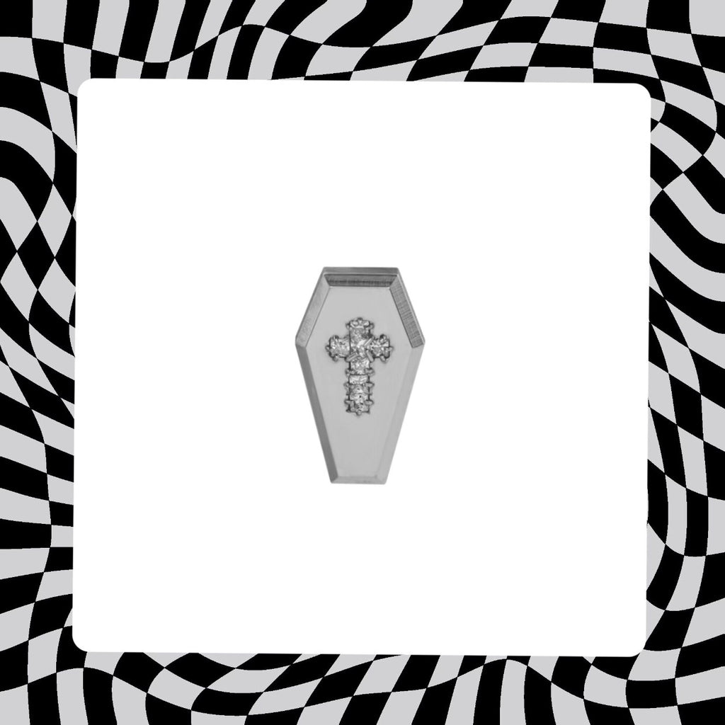 Hallowmas - Mischief Coffin Cross with Zirconia Gemstone - Hallowmas - Mischief Coffin Cross with Zirconia Gemstone - 5mm by CRUXJEWELRY