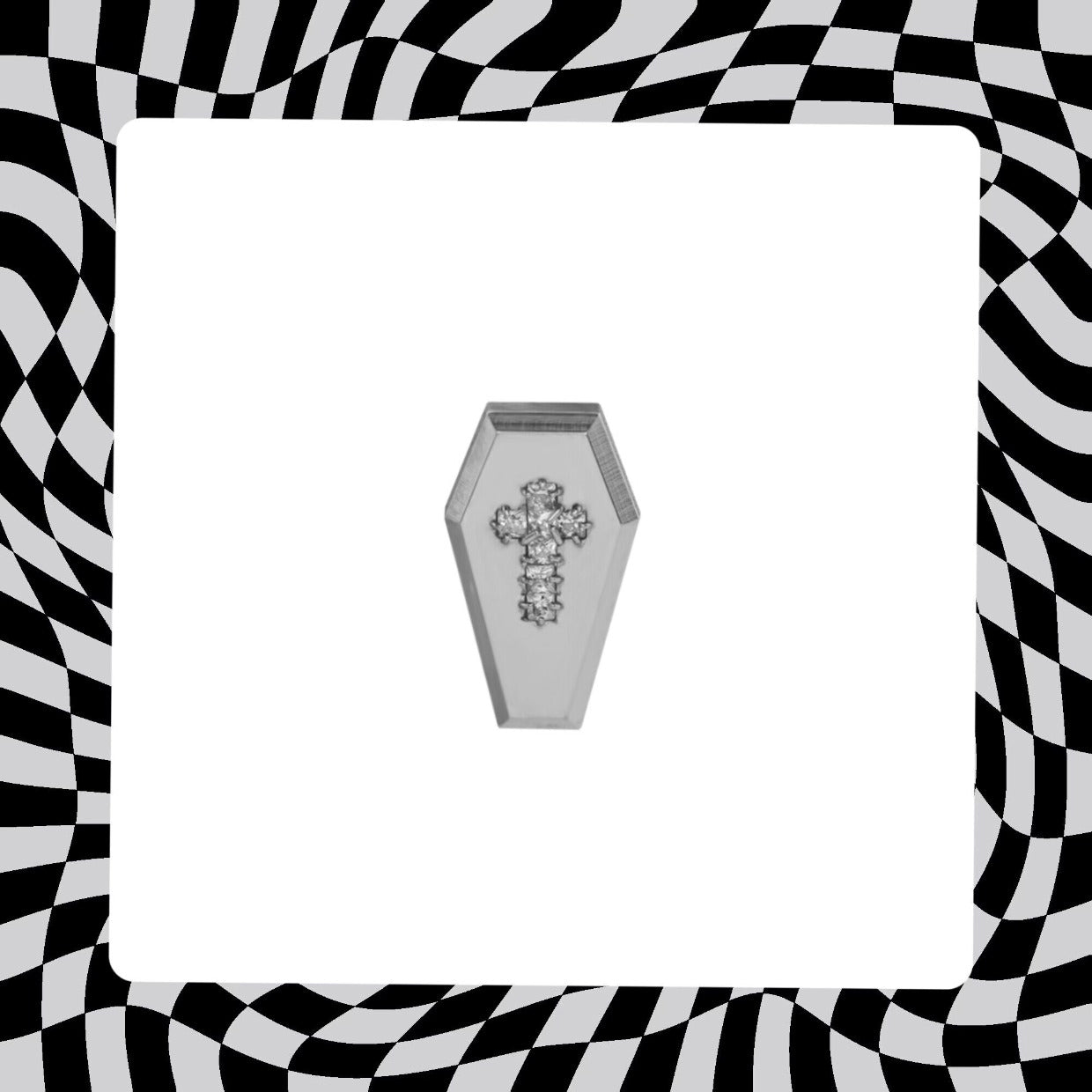 Hallowmas - Mischief Coffin Cross with Zirconia Gemstone - Hallowmas - Mischief Coffin Cross with Zirconia Gemstone - 5mm by CRUXJEWELRY