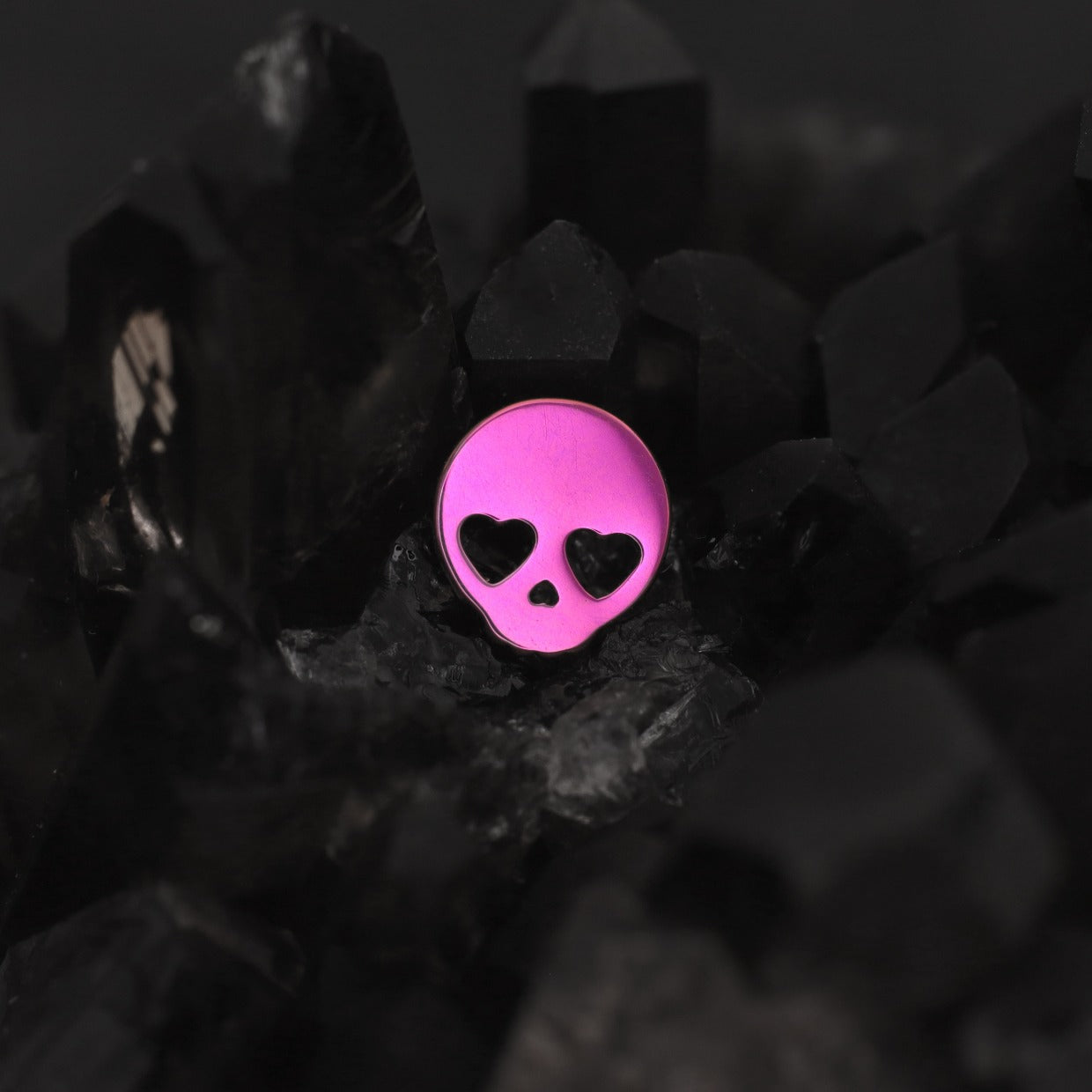 Hallowmas - Sweetheart Skeleton Titanium Ear Studs - Hallowmas - Sweetheart Skeleton Titanium Ear Studs - Pink / 6mm by CRUXJEWELRY