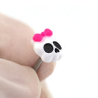 Hallowmas - Playful Skull & Bow Helix Tongue Studs - Hallowmas - Playful Skull & Bow Helix Tongue Studs - 0.8mm/20G / 12mm by CRUXJEWELRY