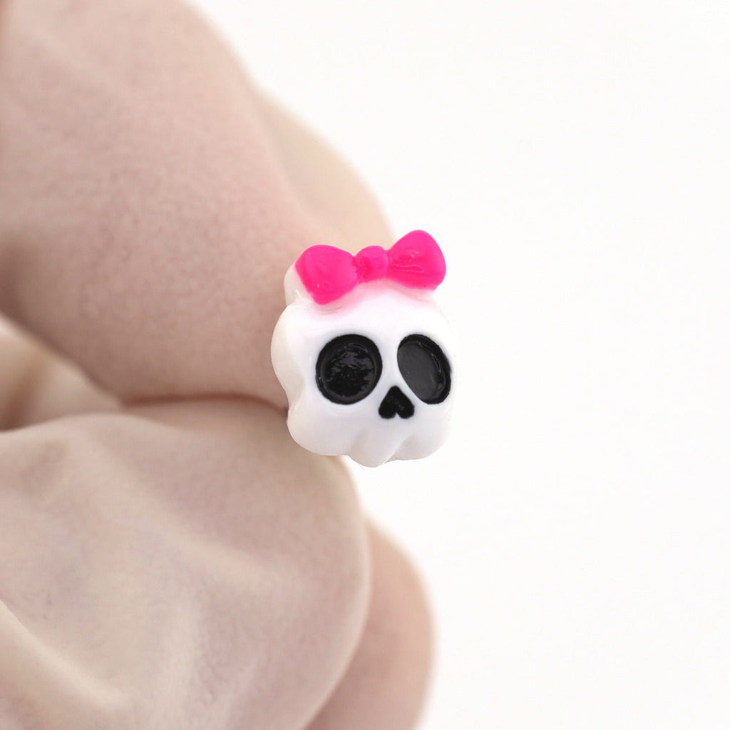 Hallowmas - Playful Skull & Bow Helix Ear Studs - Hallowmas - Playful Skull & Bow Helix Ear Studs - Single / 0.8mm/20G by CRUXJEWELRY