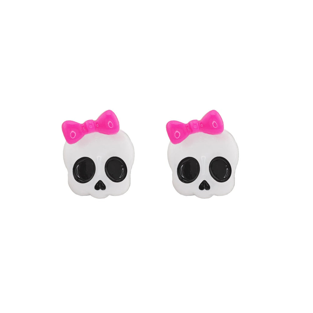 Hallowmas - Playful Skull & Bow Helix Ear Studs - Hallowmas - Playful Skull & Bow Helix Ear Studs - Set / 0.8mm/20G by CRUXJEWELRY