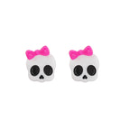 Hallowmas - Playful Skull & Bow Helix Ear Studs - Hallowmas - Playful Skull & Bow Helix Ear Studs - Set / 0.8mm/20G by CRUXJEWELRY