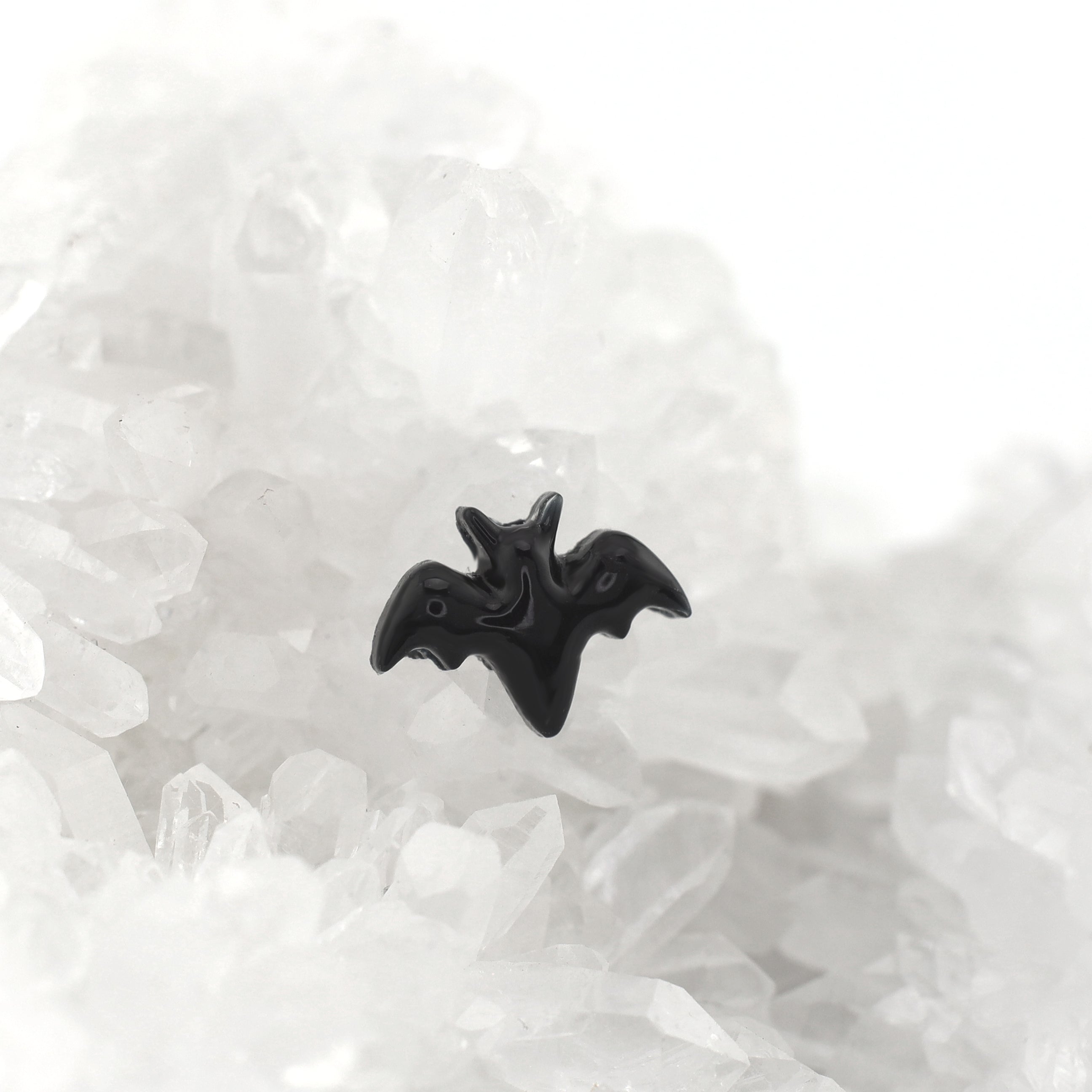 Hallowmas - Dark Gothic Bat Internally Threaded Stainless Steel Lip Ring - Hallowmas - Dark Gothic Bat Internally Threaded Stainless Steel Lip Ring - 6mm by CRUXJEWELRY