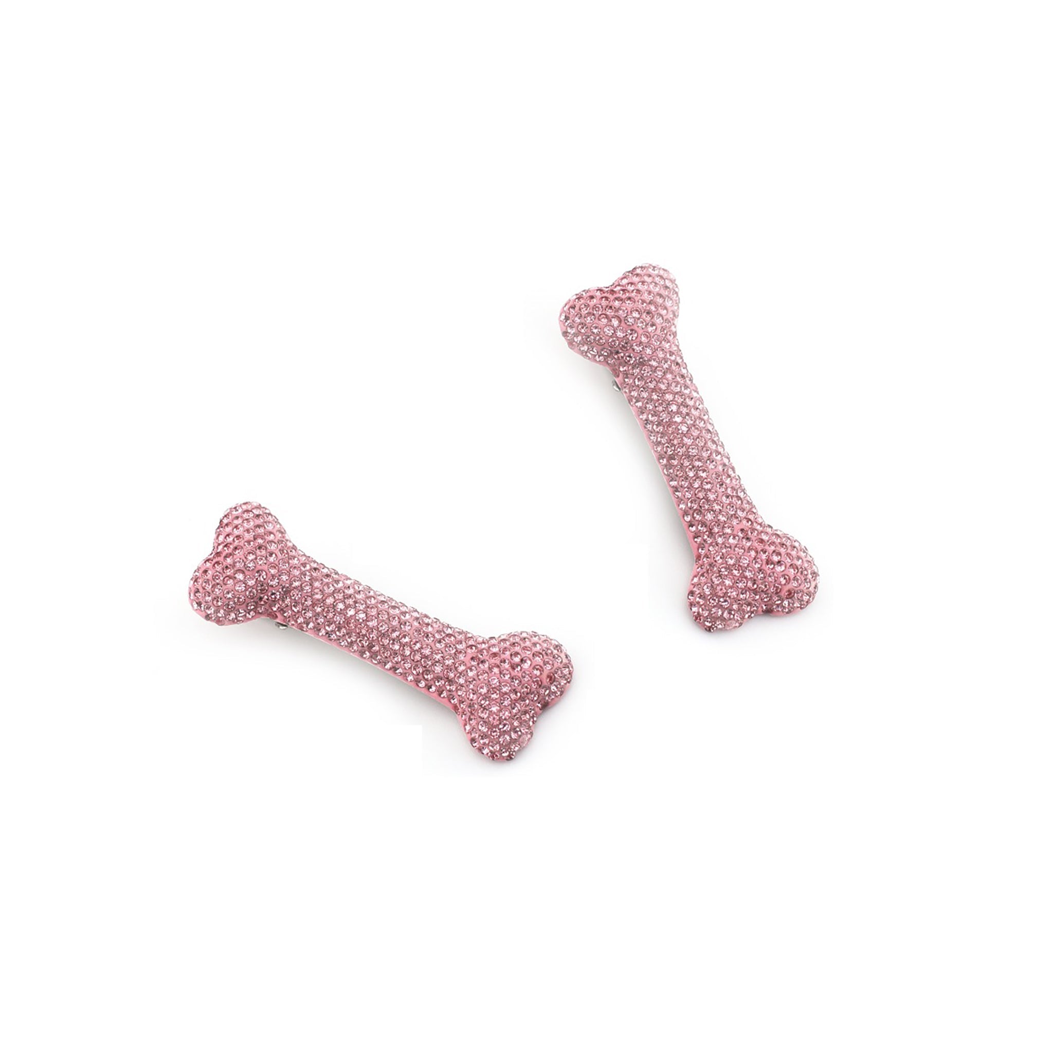 Oversize Full-Crystal Bone Hair Clip - Oversize Full-Crystal Bone Hair Clip - Pair of Pink by CRUXJEWELRY