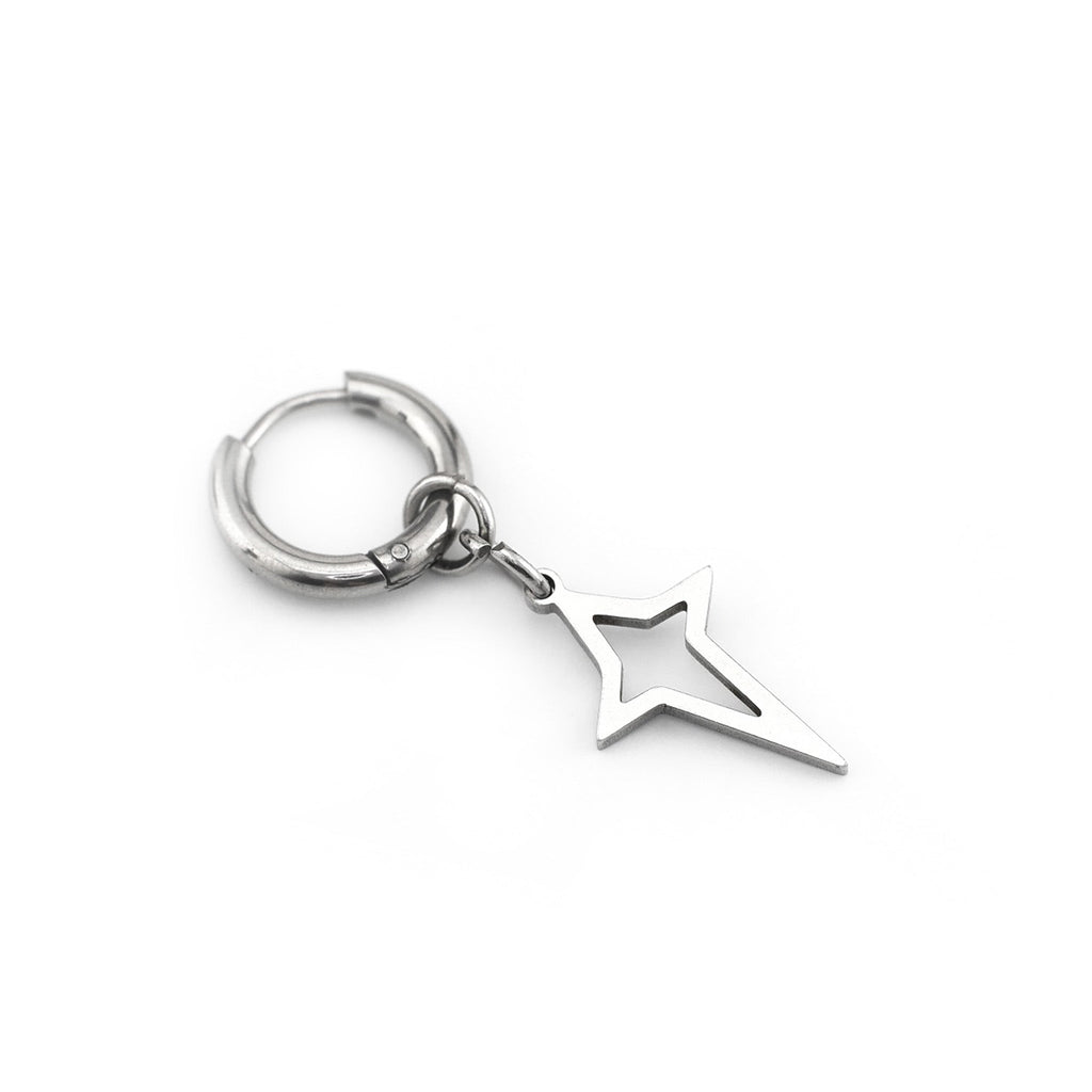 Black & White Openwork Star Dangle Stainless Steel Earrings - Black & White Openwork Star Dangle Stainless Steel Earrings - Silver by CRUXJEWELRY