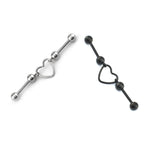 Heart Segment Stainless Steel Industrial Barbell - Heart Segment Stainless Steel Industrial Barbell - Sliver by CRUXJEWELRY